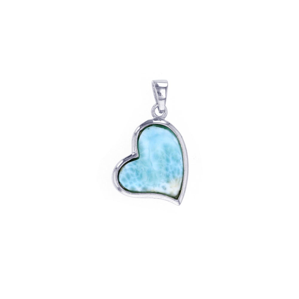 925 Sterling Silver Larimar Heart Pendant 3.3 gm